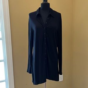 ANNE FONTAINE- Women’s Black Jersey Prima Button Down Blouse